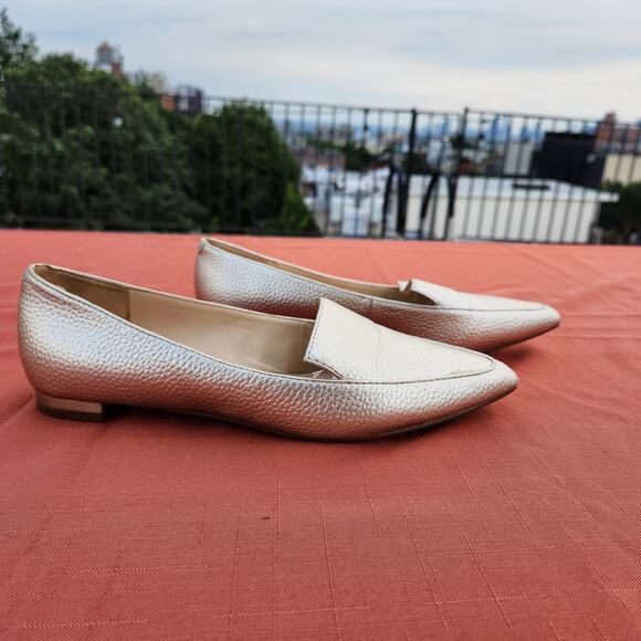 Nine West Size 6M Abay Womens Gold Metallic Pointed Toe Flats Shoes Workwear - Picture 1 of 10